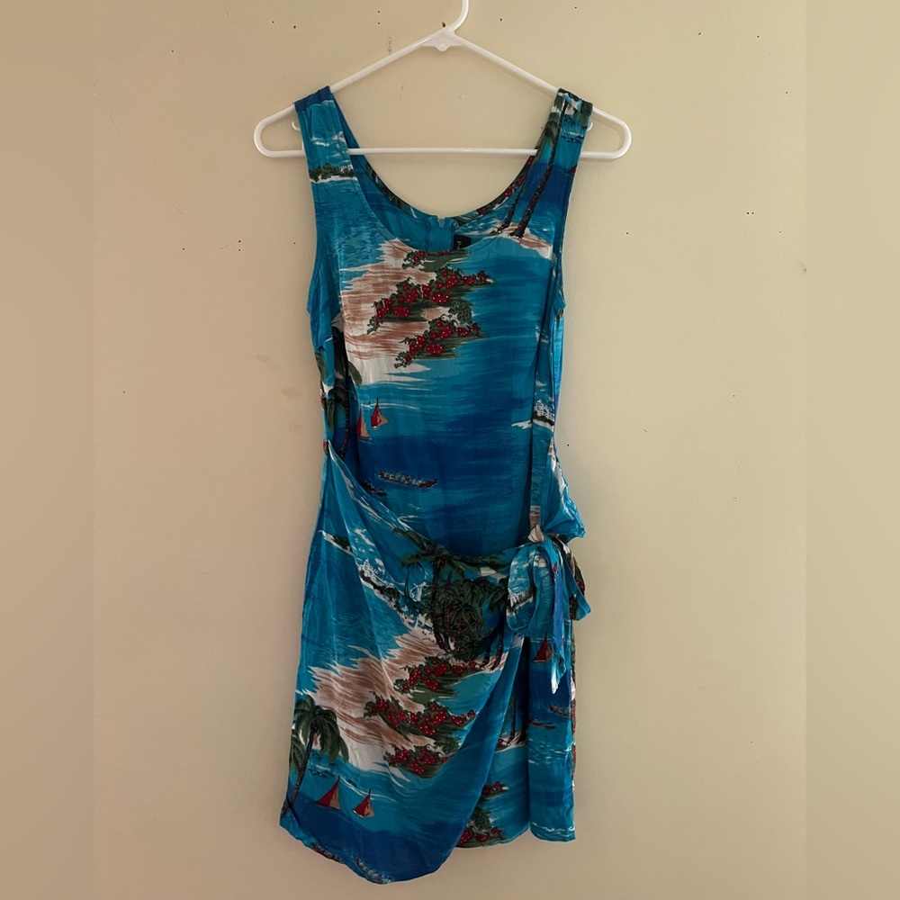 Connected Apparel Asymmetrical Blue Dress